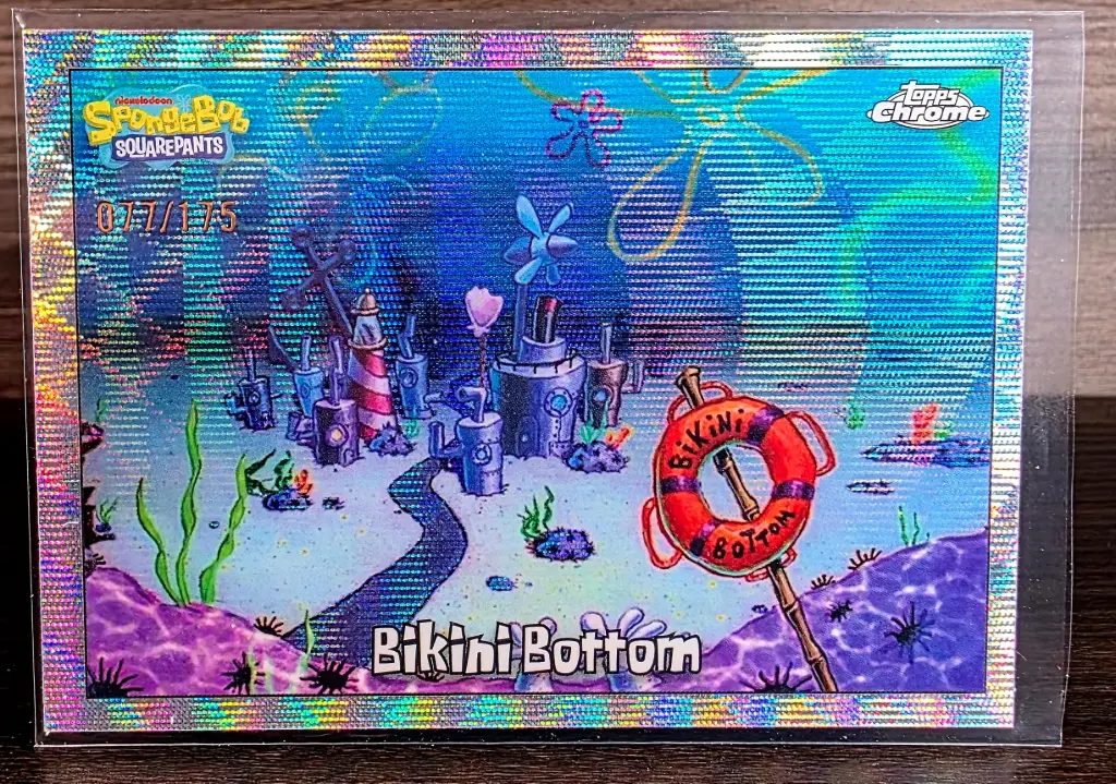 2025 Topps Chrome Spongebob Bikini Bottom Wave Refractor #77/175