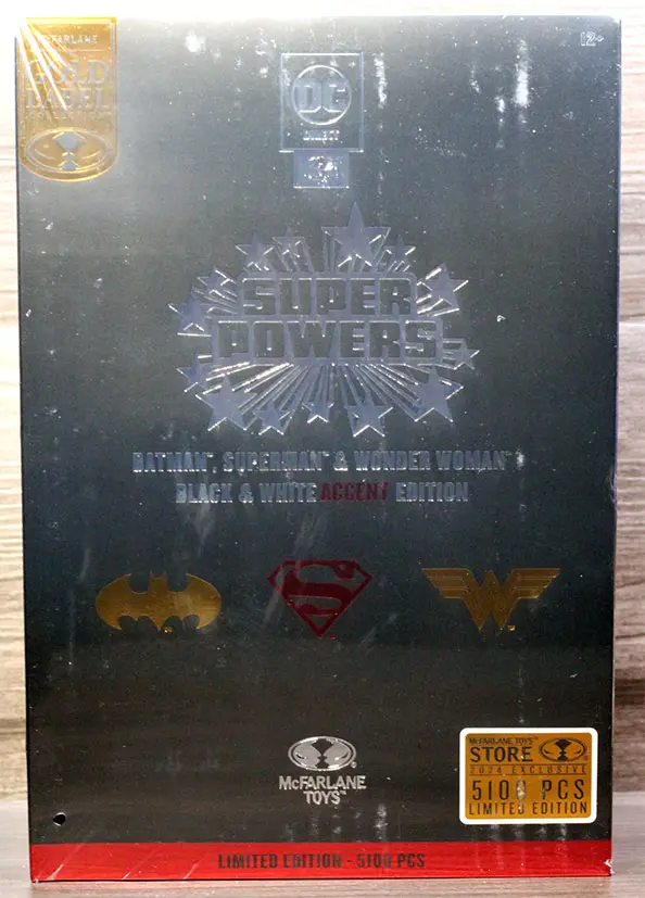 Batman, Superman & Wonder Woman (Gold Label - Black & White Accent Edition) Super Powers (Sealed)