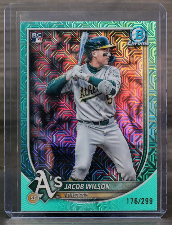 Jacob Wilson 2025 Bowman Chrome Prospects (Aqua Mojo) #176/299