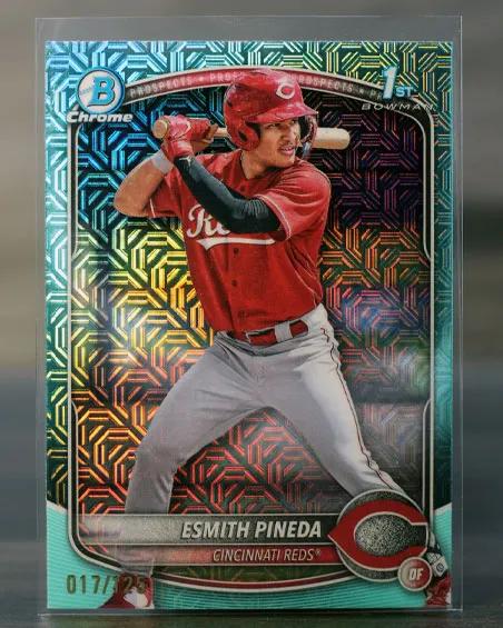 Esmith Pineda 2025 Bowman Chrome 1st Aqua Mojo #17/125