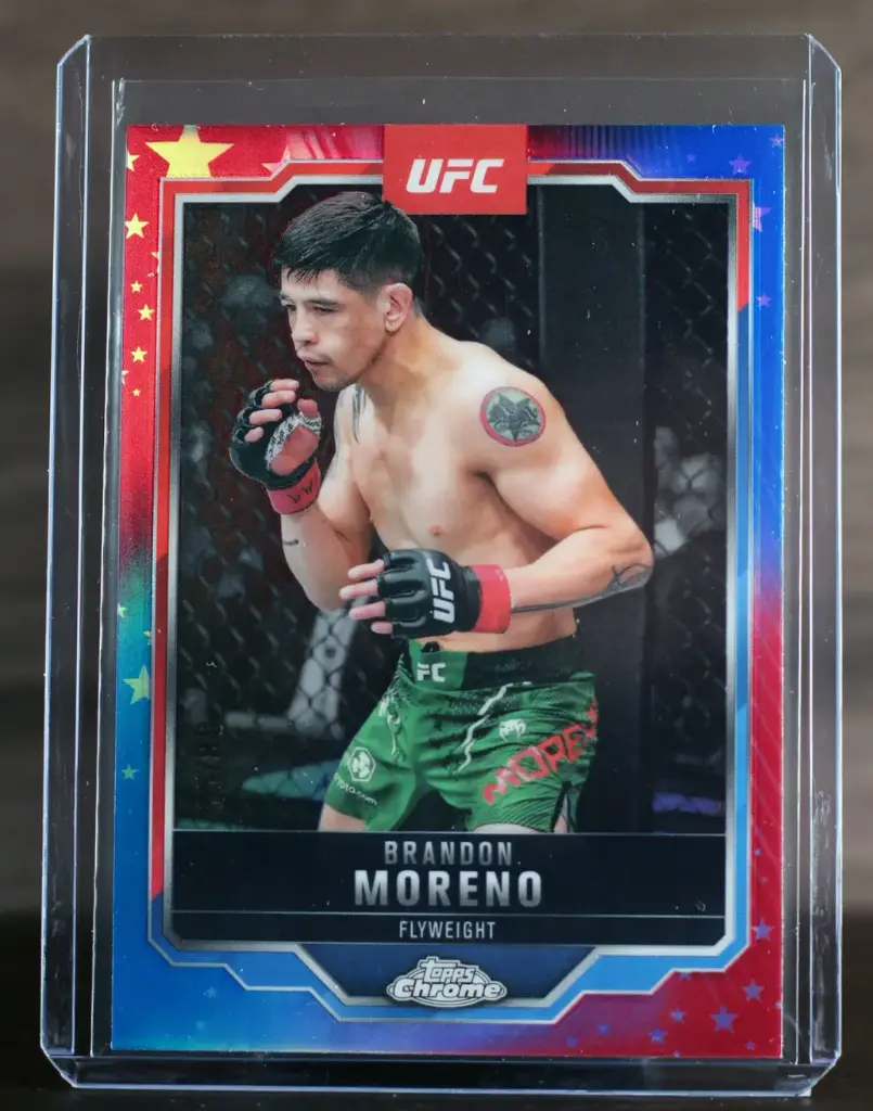 Brandon Moreno 2025 Topps Chrome UFC Red White & Blue Refractor #65/88