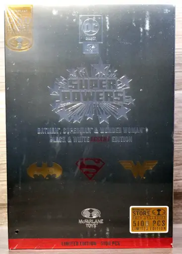 Batman, Superman & Wonder Woman (Gold Label - Black & White Accent Edition) Super Powers (Sealed)